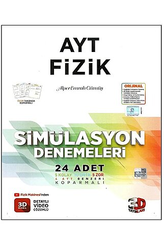 3D YAYINLARI AYT FİZİK SİMÜLASYON DENEMELERİ (24 ADET)(49871) - 1