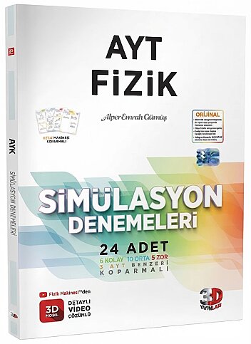 3D YAYINLARI AYT FİZİK SİMÜLASYON DENEMELERİ (24 ADET)(49871) - 1