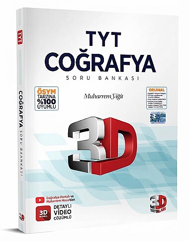 3D YAYINLARI TYT COĞRAFYA SORU BANKASI (49437)(VİDEO ÇÖZÜMLÜ) - 1