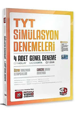 3D YAYINLARI TYT SİMÜLASYON DENEMELERİ (4 ADET GENEL DENEME) - 1