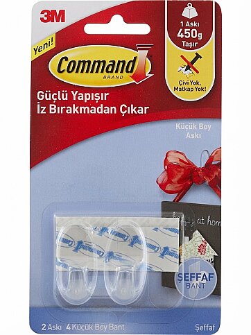 3M 17092 COMMAND ŞEFFAF KÜÇÜK BOY ASKI 2Lİ - 1