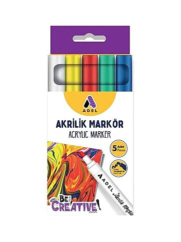 ADEL AKRİLİK PERMANENT MARKÖR KLASİK 5 RENK (2201000118) - 1
