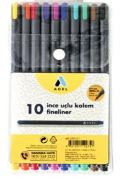 Adel Fineliner Keçe Uçlu Kalem 0.4Mm 10 Renk (4201870011) - Adel