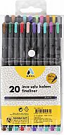 ADEL FİNELİNER KEÇE UÇLU KALEM 0.4mm 20 RENK (2201000019) - ADEL