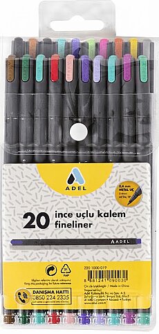 ADEL FİNELİNER KEÇE UÇLU KALEM 0.4mm 20 RENK (2201000019) - 1