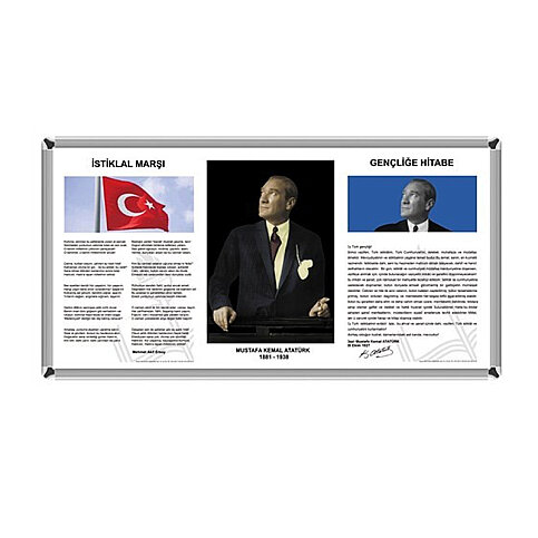 AKYAZI 0250 ALÜMİNYUM ÇERÇEVELİ MİLLİ LEVHA 50x90 3LÜ SET - 1