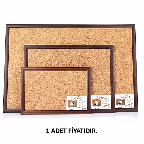 AKYAZI 0400 SAFARİ MDF ÇERÇEVE MANTAR PANO 60x120 CEVİZ RENGİ - 1
