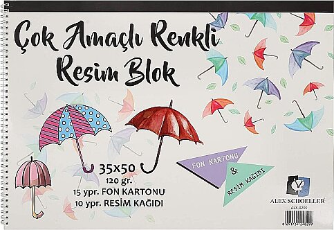 ALEX SCHOELLER ALX-0299 SPİRALLİ ÇOK AMAÇLI RESİM DEFTERİ 35x50 10+15 YAPRAK 120gr (120.035) - 1