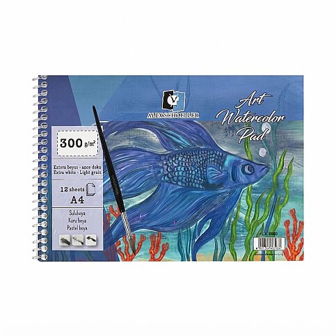 ALEX SCHOELLER ALX-3930 SPİRALLİ ART SULUBOYA RESİM DEFTERİ A4 12 YAPRAK 300gr (300.17) - 1