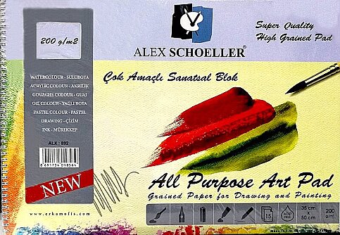 ALEX SCHOELLER ALX-892 SPİRALLİ RESİM DEFTERİ 35x50 15 YAPRAK 200gr (200.35) - 1