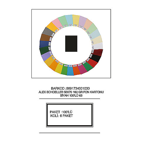 ALEX SCHOELLER ALX-1063 FON KARTONU 50x70 NO:63 SİYAH 160gr (012.63) - 1