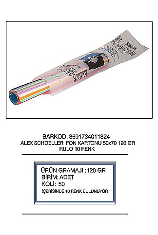 ALEX SCHOELLER ALX-13001 FON KARTONU 50x70 FOSFORLU 10 RENK 120gr (013.001) - 1