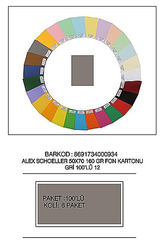 ALEX SCHOELLER ALX-1012 FON KARTONU 50x70 NO:12 GRİ 160gr (012.12) - 1