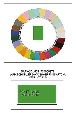 ALEX SCHOELLER ALX-1054 FON KARTONU 50x70 NO:54 YEŞİL 160gr (012.54) - 1