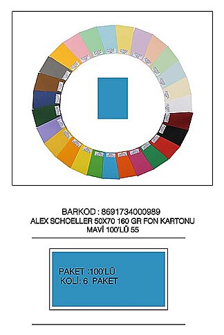 ALEX SCHOELLER ALX-1055 FON KARTONU 50x70 NO:55 MAVİ 160gr (012.55) - 1