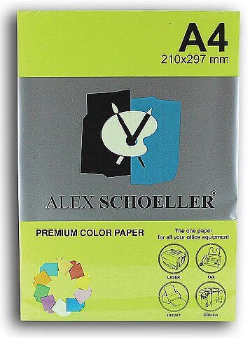 ALEX SCHOELLER ALX-721 RENKLİ FOTOKOPİ KAĞIDI A4 75gr FOSFORLU YEŞİL 500LÜ (453.21) - 1