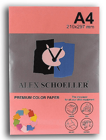 ALEX SCHOELLER ALX-45342 RENKLİ FOTOKOPİ KAĞIDI A4 80gr 342 FOSFORLU PEMBE 100LÜ (455.42) - 1