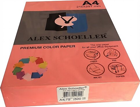 ALEX SCHOELLER ALX-45342 RENKLİ FOTOKOPİ KAĞIDI A4 80gr 342 FOSFORLU PEMBE 100LÜ (455.42) - 1