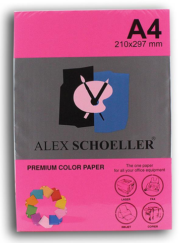 Alex Schoeller Alx-45350 Renkli Fotokopi Kağıdı A4 80gr 350 Fosforlu Kırmızı 100lü (455.50) - 1