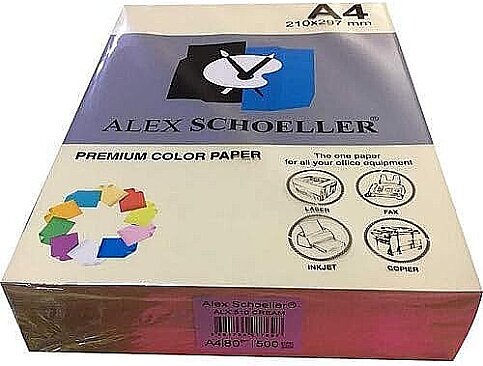 ALEX SCHOELLER ALX-45110 RENKLİ FOTOKOPİ KAĞIDI A4 80gr 510 KREM 100LÜ (456.10) - 1