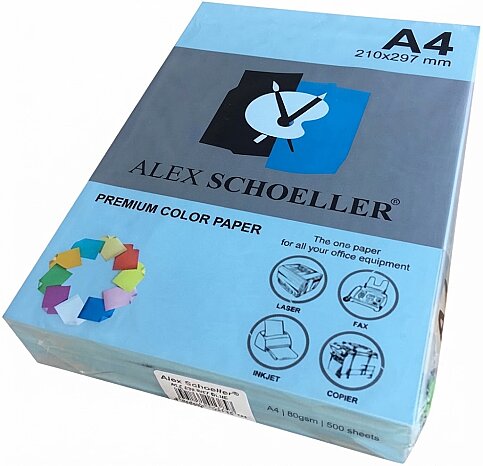 ALEX SCHOELLER ALX-45120 RENKLİ FOTOKOPİ KAĞIDI A4 80gr 520 OKYANUS MAVİSİ 100LÜ (456.20) - 1