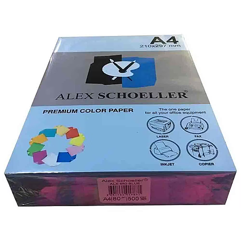 ALEX SCHOELLER ALX-45180 RENKLİ FOTOKOPİ KAĞIDI A4 80gr 580 MAVİ 100LÜ (456.80) - 1