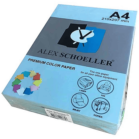 ALEX SCHOELLER ALX-520 RENKLİ FOTOKOPİ KAĞIDI A4 80gr AÇIK MAVİ 500LÜ (451.20) - 1