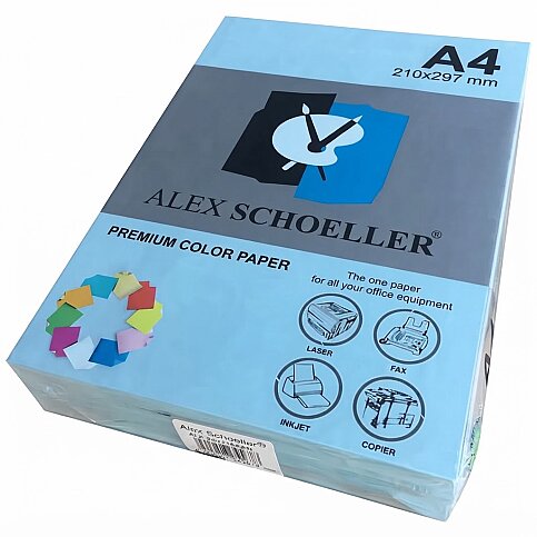ALEX SCHOELLER ALX-520 RENKLİ FOTOKOPİ KAĞIDI A4 80gr AÇIK MAVİ 500LÜ (451.20) - 1