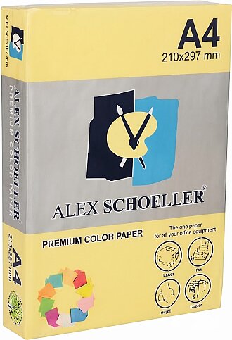 ALEX SCHOELLER ALX-610 RENKLİ FOTOKOPİ KAĞIDI A4 80gr KOYU SARI 500LÜ (452.10) - 1