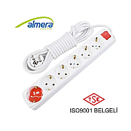 ALMERA 9260205 6LI ANAHTARLI TOPRAKLI PRİZ 5m - ALMERA