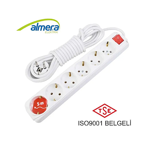 ALMERA 9260205 6LI ANAHTARLI TOPRAKLI PRİZ 5m - 1