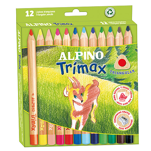 ALPİNO AL-113 TRİMAX JUMBO ÜÇGEN KURU BOYA 12 RENK - 1