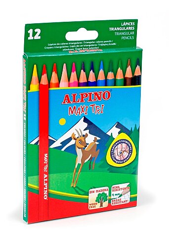 ALPİNO AL-2133 MAXİ TRİ ÜÇGEN KURU BOYA 12 RENK - 1