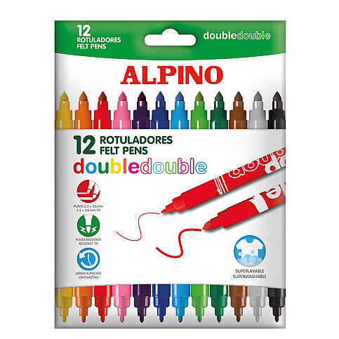 ALPİNO AR-002013 ÇİFT UÇLU KEÇELİ KALEM 12 RENK - 1
