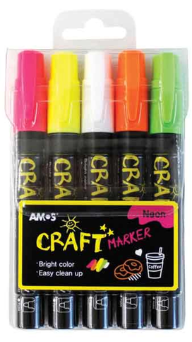 Amos Mc5Pov-N Cam Boyama Kalemi Neon 5 Renk - 1
