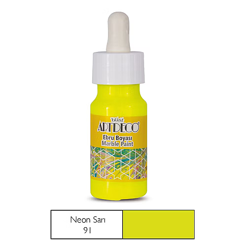 ARTDECO 016B EBRU BOYASI 91 NEON SARI 30ml (DAMLALIKLI)(Y-016B-91) - 1