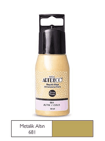ARTDECO 040F METALİK BOYUTLU BOYA 681 ALTIN 50ml (Y-040F-681) - 1