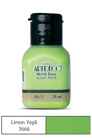 ARTDECO 070A AKRİLİK BOYA 3666 LİMON YEŞİLİ 25ml (Y-070A-3666) - 1