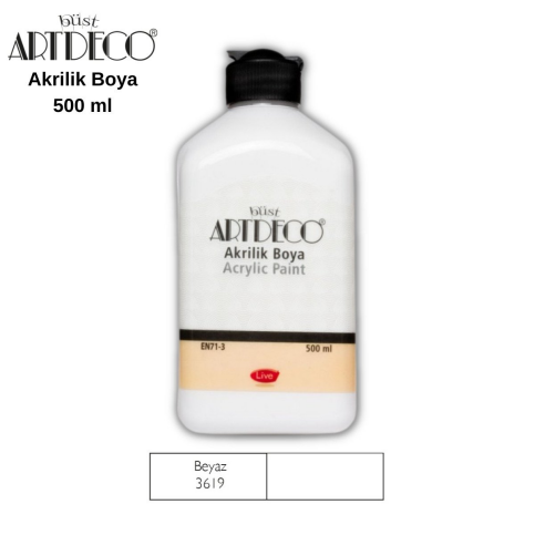Artdeco 70L Akrilik Boya 3619 Beyaz 500Ml - 1