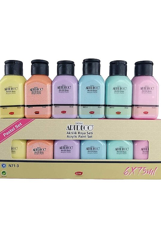 ARTDECO 070I-AS2 AKRİLİK BOYA PASTEL RENKLER SETİ 6x75ml (Y-070I-AS2)