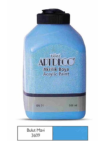 ARTDECO 070L AKRİLİK BOYA 3609 BULUT MAVİ 500ml (Y-070L-3609) - 1