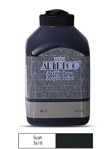 ARTDECO 070L AKRİLİK BOYA 3618 SİYAH 500ml (Y-070L-3618) - 1