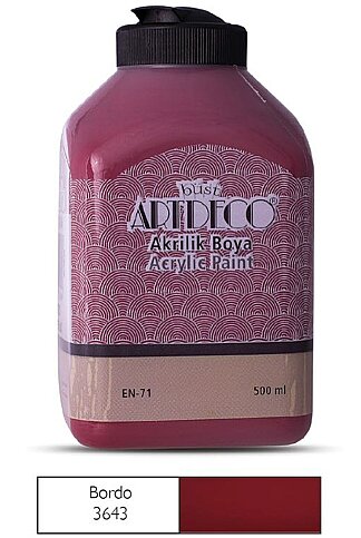 ARTDECO 070L AKRİLİK BOYA 3643 BORDO 500ml (Y-070L-3643) - 1