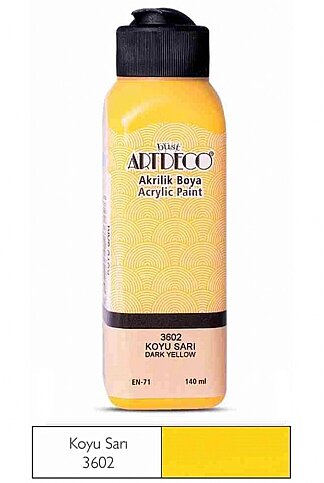 ARTDECO 070R AKRİLİK BOYA 3602 KOYU SARI 140ml (Y-070R-3602) - 1