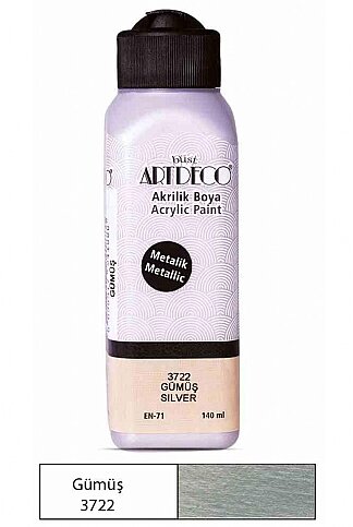 ARTDECO 071R METALİK AKRİLİK BOYA 3722 GÜMÜŞ 140ml (Y-071R-3722) - 1