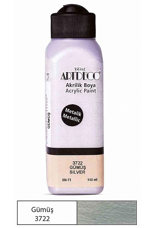 ARTDECO 071R METALİK AKRİLİK BOYA 3722 GÜMÜŞ 140ml (Y-071R-3722)