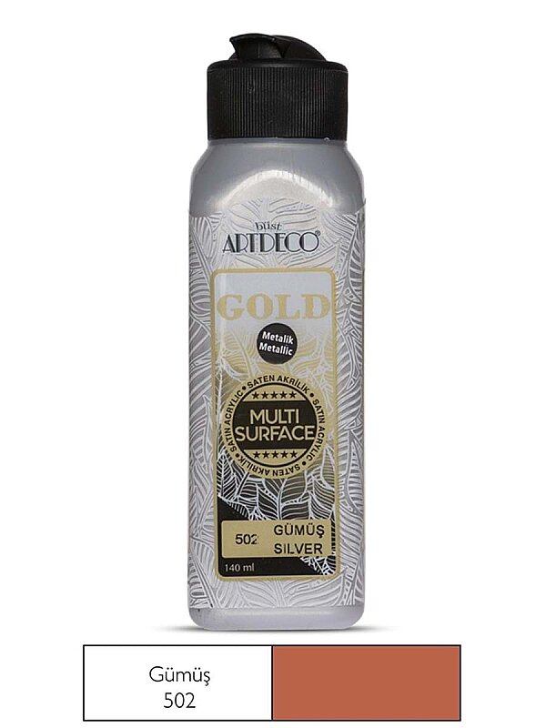 ARTDECO G71R GOLD METALİK AKRİLİK BOYA 502 GÜMÜŞ 140ml (Y-G71R-502)