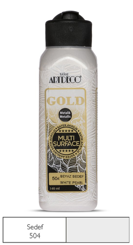 Artdeco 71R Gold Metalik Akrilik Boya 504 Sedef 140Ml - 1