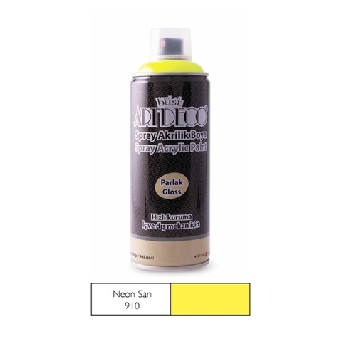 Artdeco Sprey Akrilik Boya 910 Neon Sarı 400ml (Y-400-910) - 1
