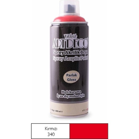 ARTDECO SPREY AKRİLİK BOYA 340 KIRMIZI 400ml (Y-400) - 1